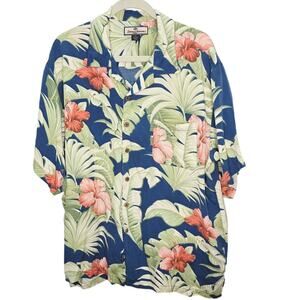 Tommy Bahama Tropical Floral Short Sleeve Men's Button Front Silk Shirt Size XXL